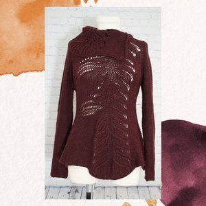 Anthro Moth Alpaca Sweater with Leaf Lace Pattern - XS